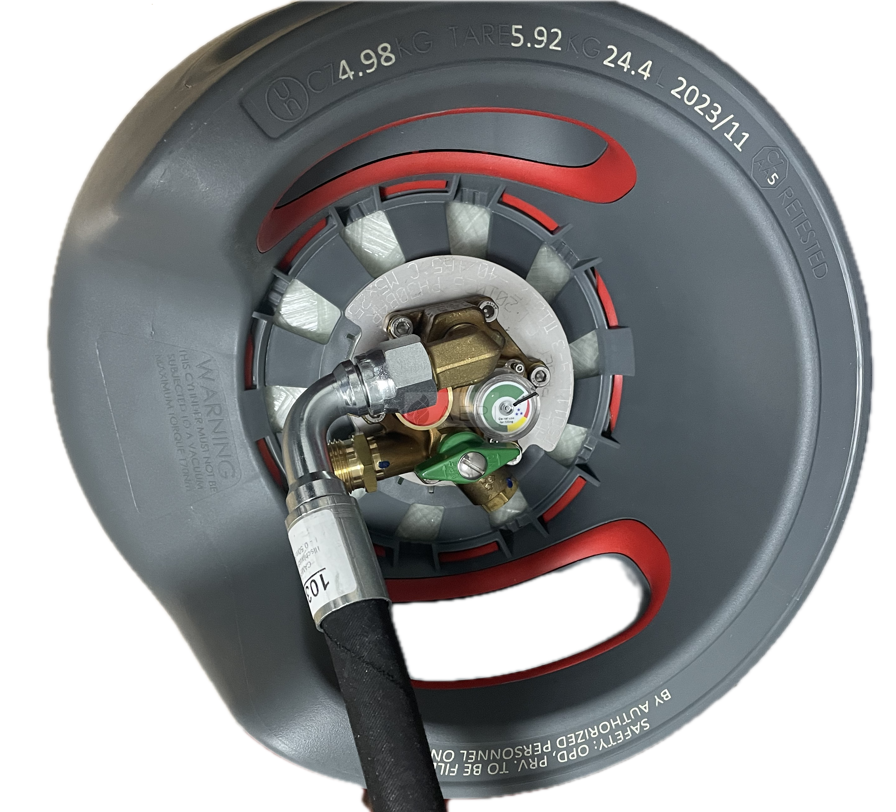 Propojení plnitelných lahví s T-kusem